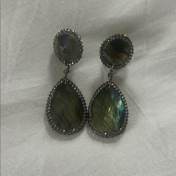 roni blanshay Jewelry - Roni Blanshay Labradorite Teardrop Dangle Earrings - Gunmetal Setting